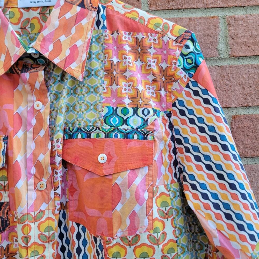 Nina Raynor Delray Beach Florida Shirtdress Patchwork size Medium - Picture 3 of 8